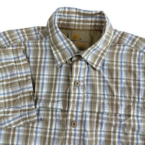 Carhartt Force Mens Relaxed Fit Plaid Short Sleeve Ripstop Work Shirt Medium